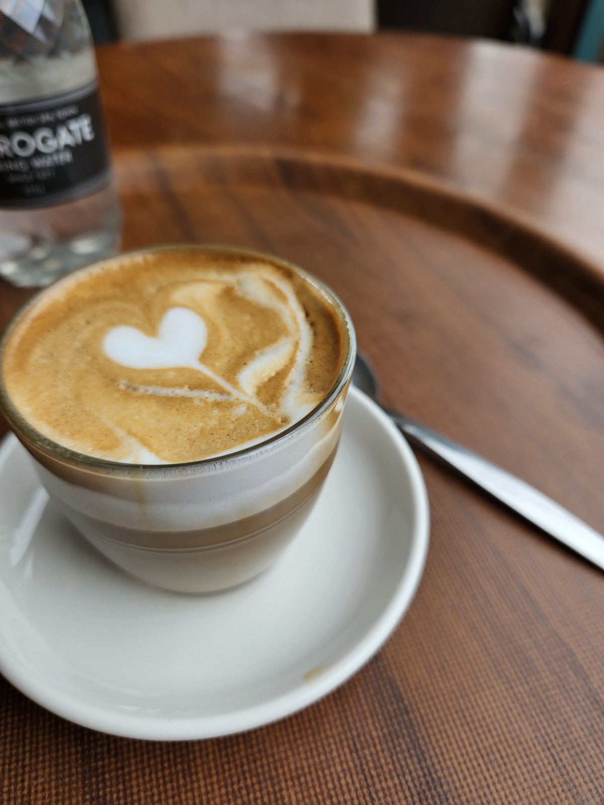 A coffee with heart-shaped latte art