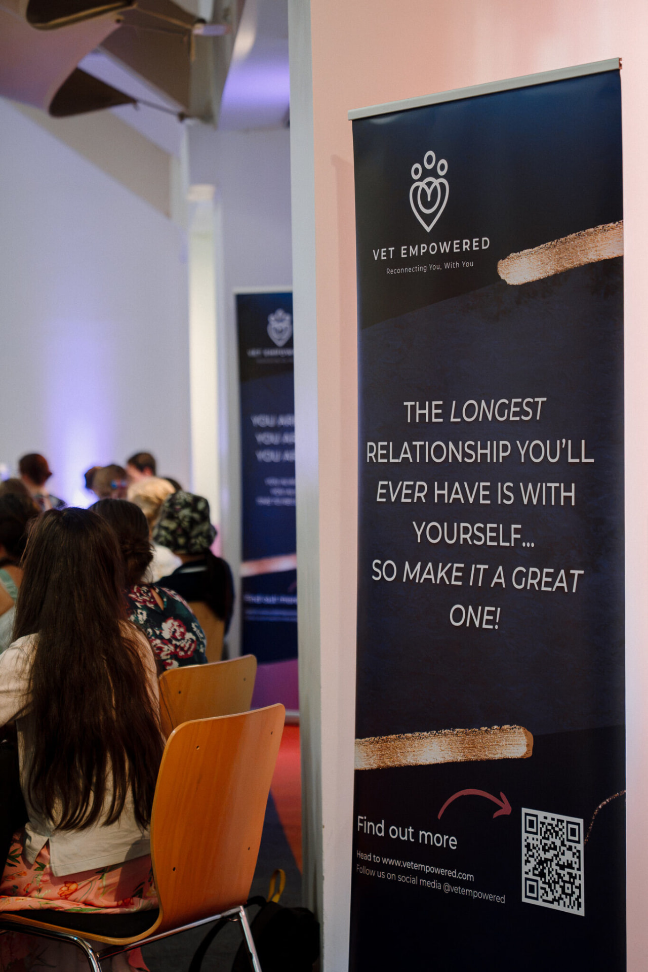 A Vet Empowered banner reading The longest relationship you'll ever have is with yourself, so make it a great one, at a live event