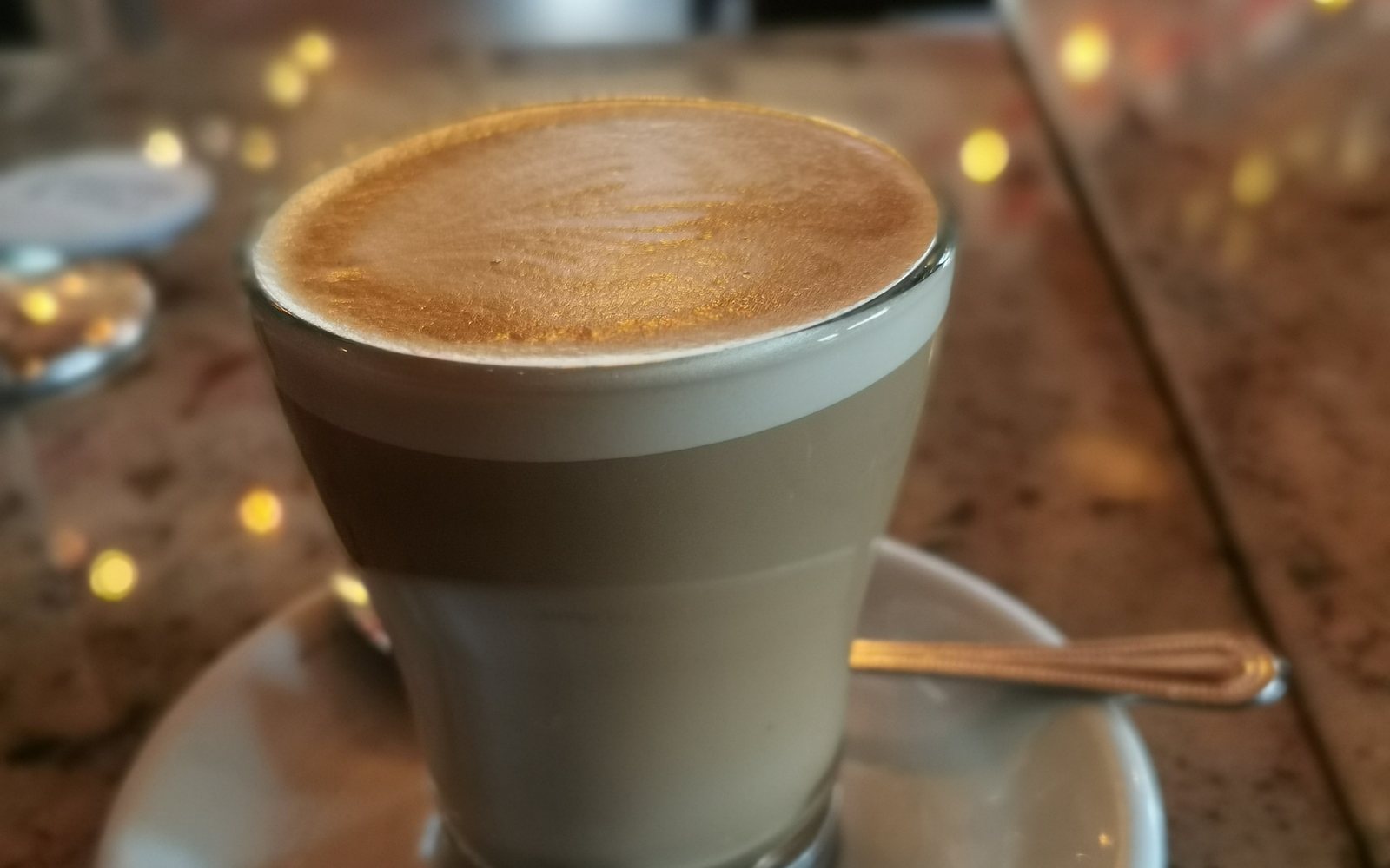 A quiet coffee in a glass